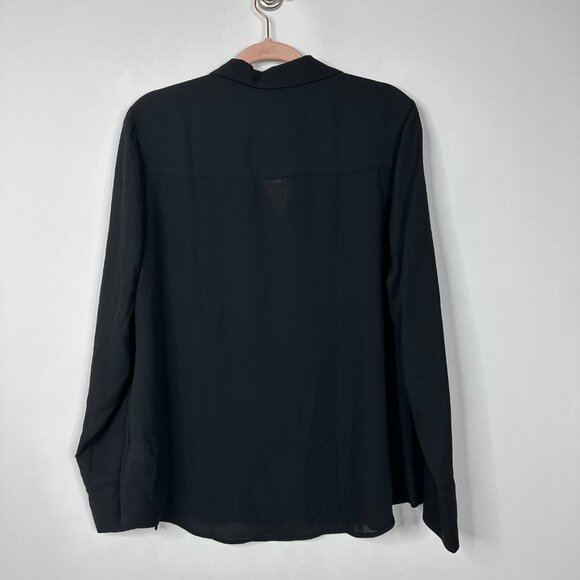 2/$30 NWT Candie's Button-Down Shirt w Patch Pockets Black Tie XL #A0365 TRB2 - Picture 4 of 7